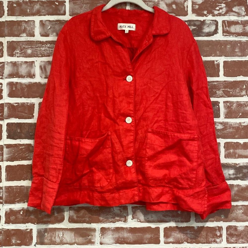 Alex Mill Red Linen Blazer Jacket